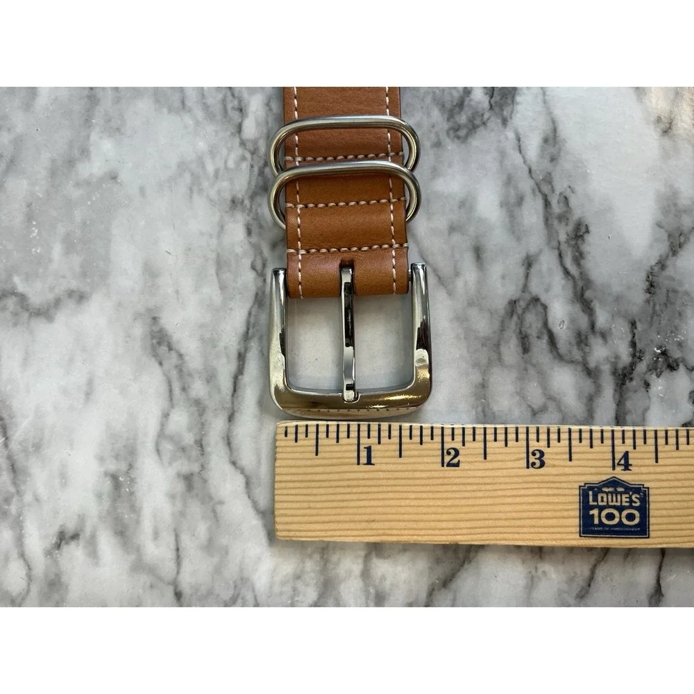 Shinola Detroit Brown Leather And Striped Woven Belt Sz 42 Men's Made In USA